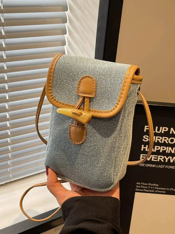 Buckle Closure Denim Crossbody Bag Online Hot Sale