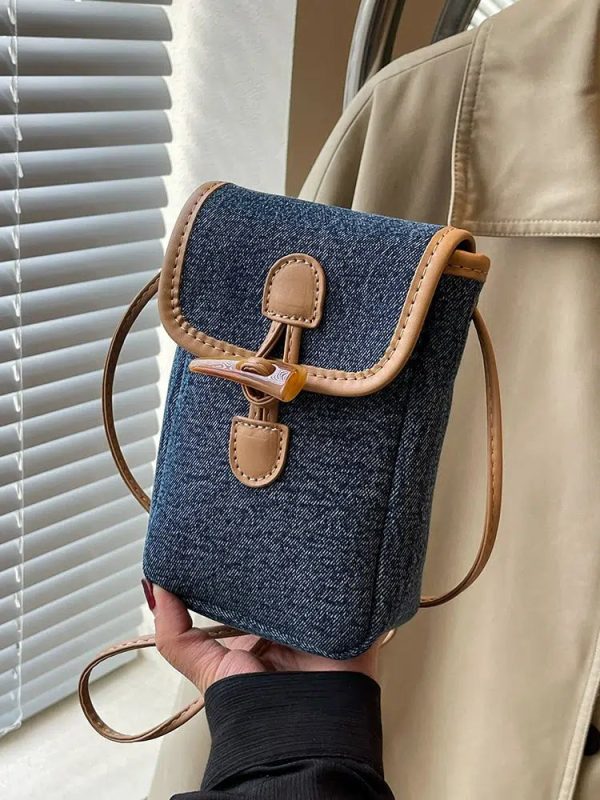 Buckle Closure Denim Crossbody Bag Online Hot Sale