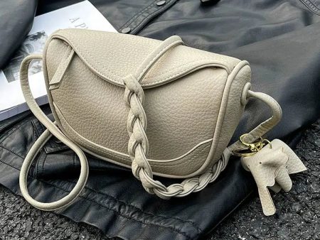 Braided Strap Leather Shoulder Bag For Sale