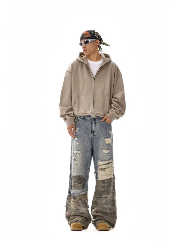 Camouflage Patchwork Jeans Fashion