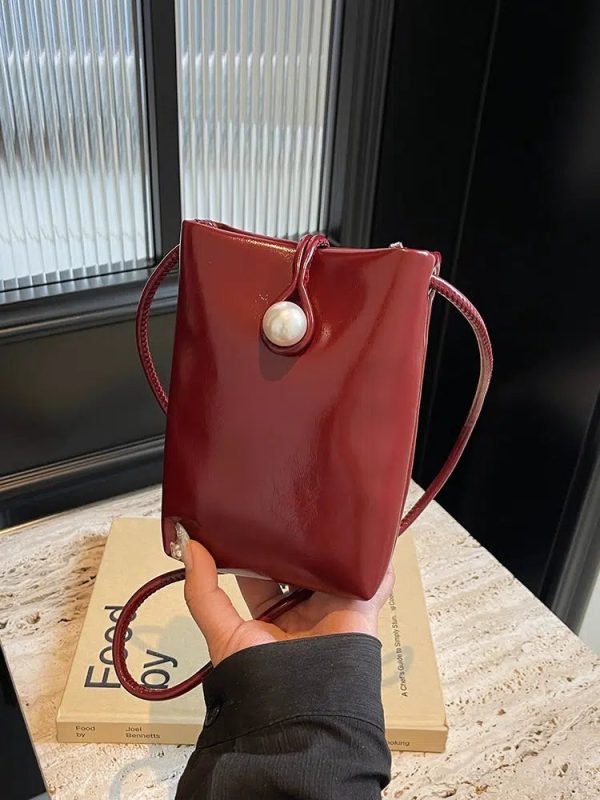 Pearl Button Leather Mobile Phone Bag Sale