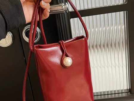 Pearl Button Leather Mobile Phone Bag Sale