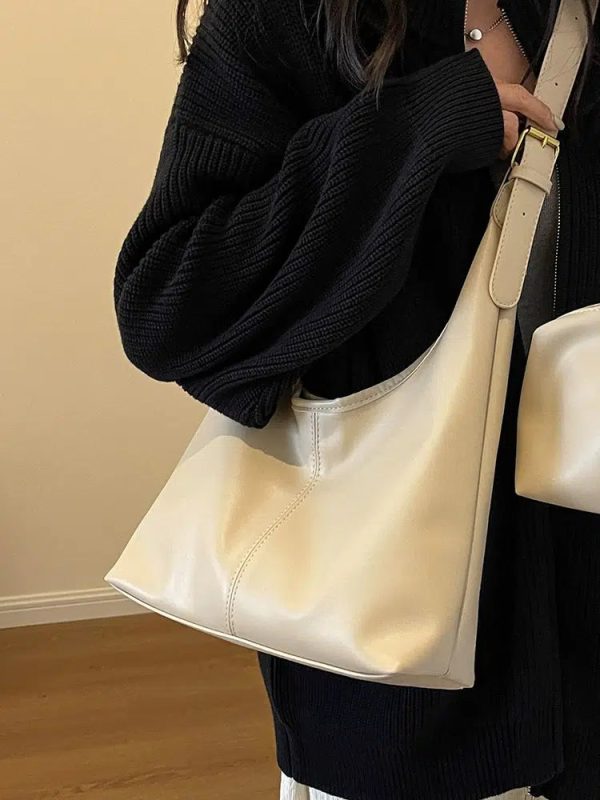 Adjustable Strap Simple Leather Tote Bag on Sale