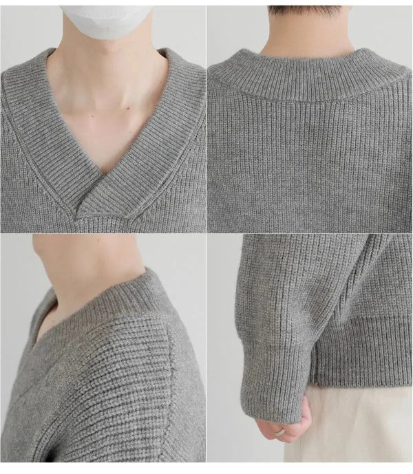 V-Neck Knit Sweater Fashion