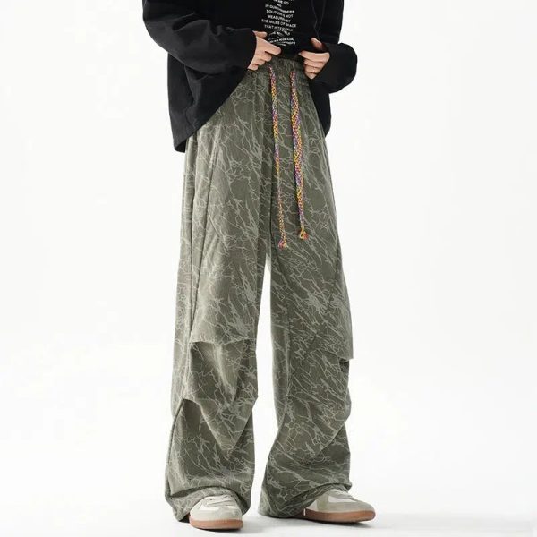 Wide-Leg Drawstring Waist Pants Online Hot Sale