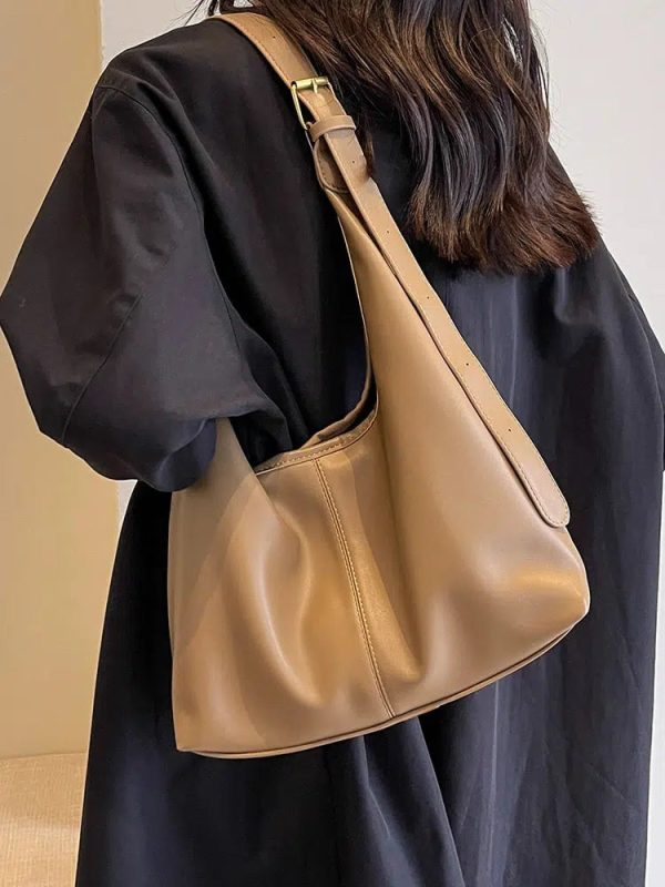 Adjustable Strap Simple Leather Tote Bag on Sale