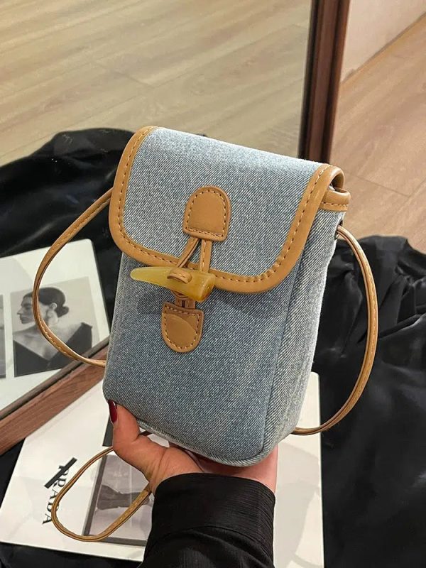 Buckle Closure Denim Crossbody Bag Online Hot Sale