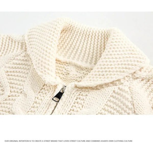 Cable Knit Zipper Sweater Fashion