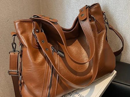 Adjustable Strap Leather Tote Bag Discount