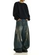 Wide-Leg Distressed Denim Pants For Sale