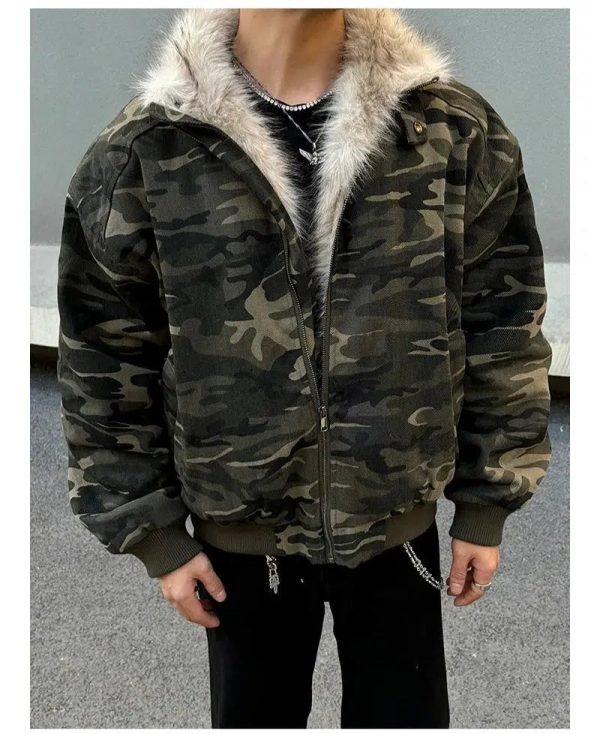 Camouflage Jacket with Faux Fur Collar Online Hot Sale