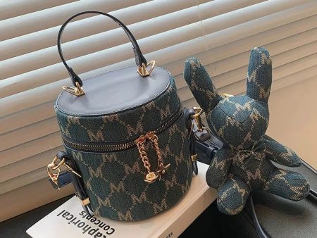 Chain Charm Patterned Bucket Bag Hot on Sale