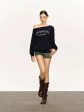 Text Print Off-Shoulder Pullover Fashion