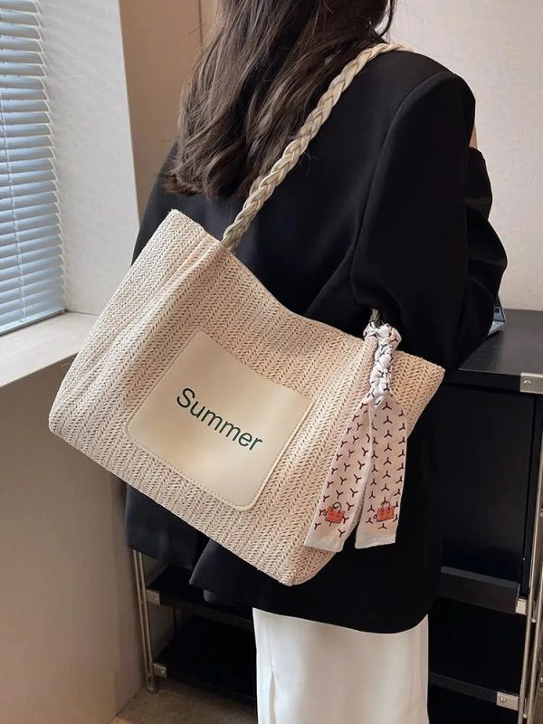 Braided Handle Summer Tote Bag Hot on Sale