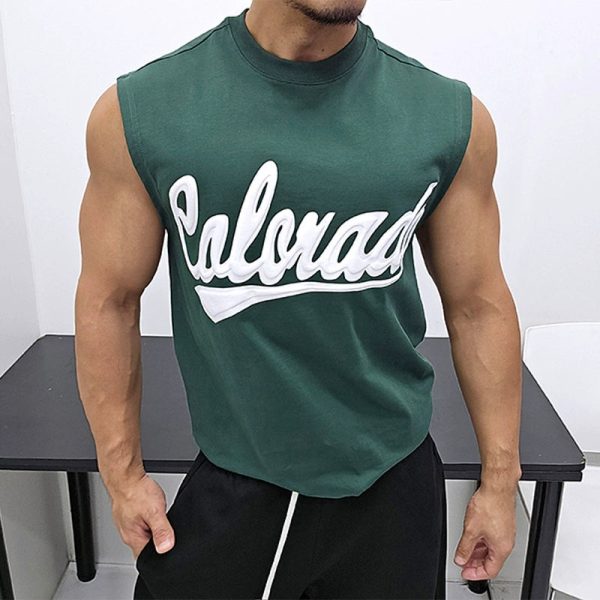 Text Print Crewneck Tank Top For Discount