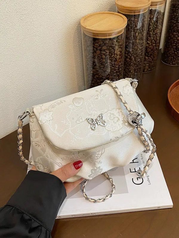 Butterfly Embroidered Floral Crossbody Bag Online now