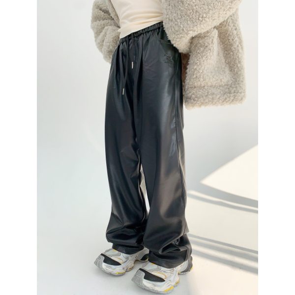 Casual Faux Leather Wide-Leg Pants Online