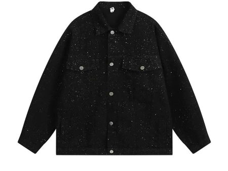 Stylish Speckled Denim Jacket For Sale