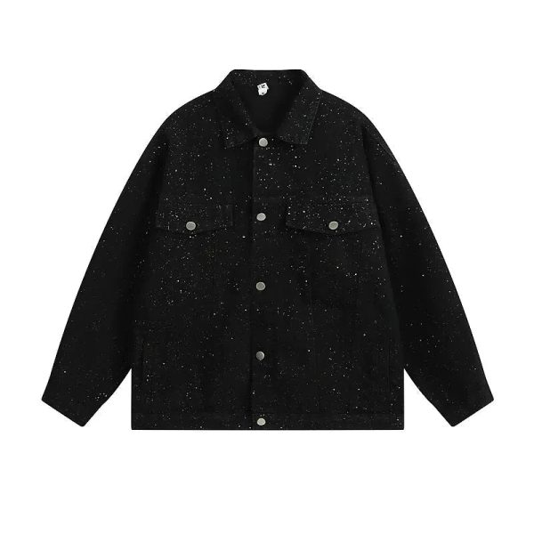 Stylish Speckled Denim Jacket For Sale