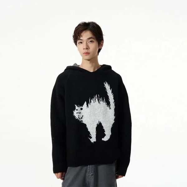 Cat Graphic Hooded Sweater Sale