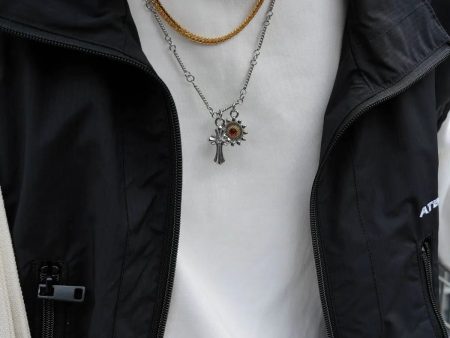 Sun Cross Pendants Charm Necklace on Sale