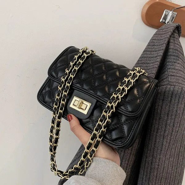 Turn Lock Closure Quilted Chain Bag Online Sale