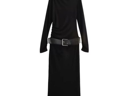 Belted Long Sleeve Dress Online Hot Sale