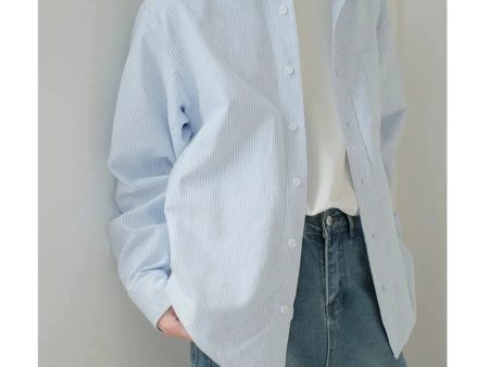 Casual Striped Button-up Shirt For Cheap