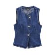 Button-Front Denim Vest Online now