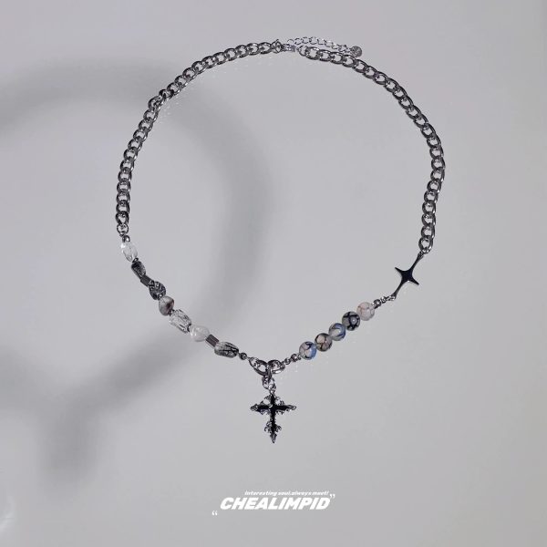 Beaded Cross Pendant Necklace For Sale