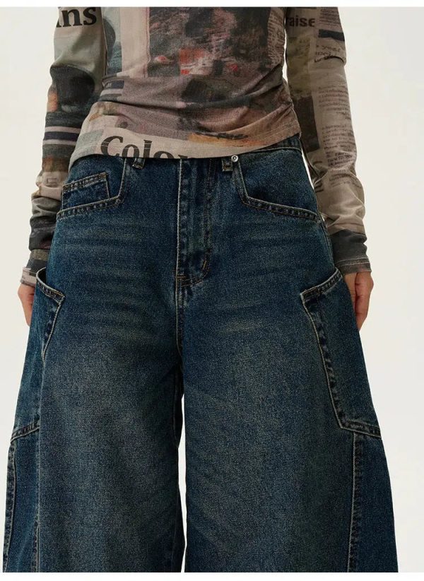 Wide-leg Scimitar Denim Pants Online Hot Sale