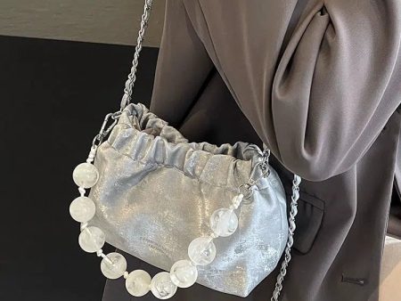 Bead Handle Chain Strap Bucket Bag For Cheap