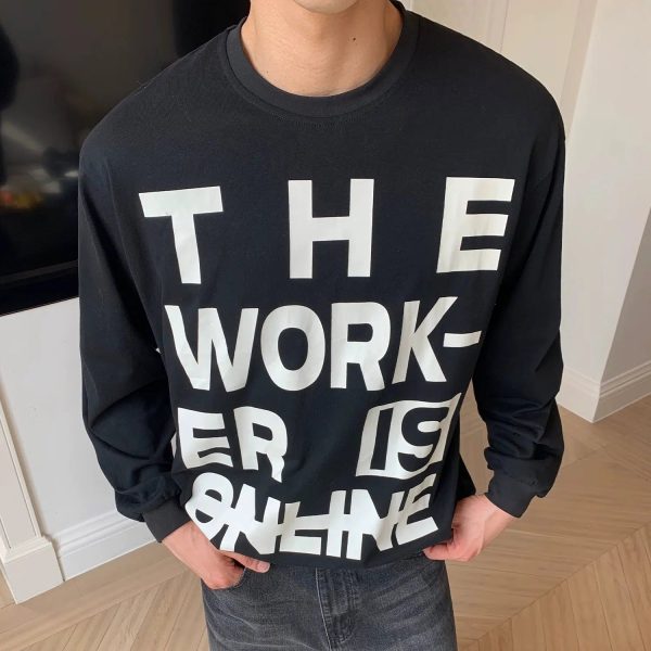 Text Print Long Sleeve T-shirt on Sale