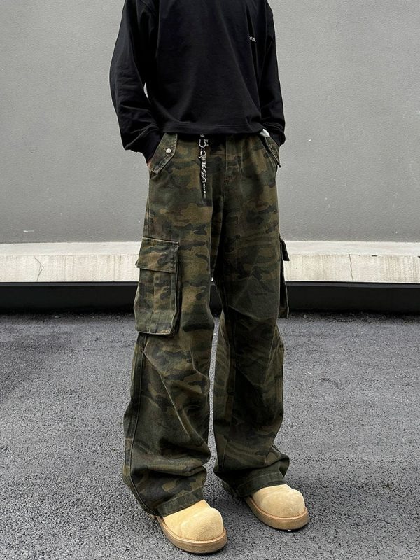 Cargo Pleated Camo Pockets Pants Online Sale