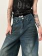 Wide-Leg Faded Denim Pants For Cheap