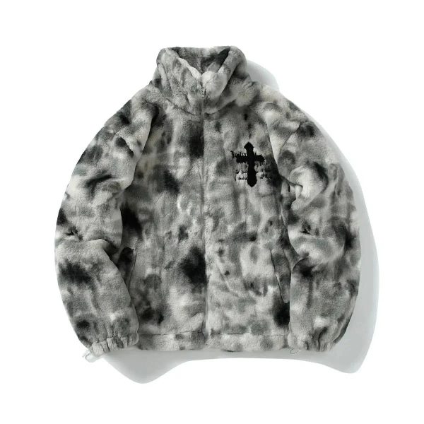 Tie-Dye Furry Quilted Plush Jacket Hot on Sale