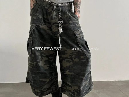 Washed Camouflage Pleated Cargo Pants Online Hot Sale