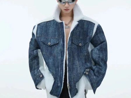 Two-piece Denim Patchwork Jacket For Cheap