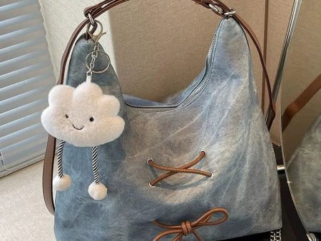 Bow Tie Denim Tote Bag Discount