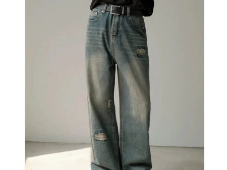 Vintage Distressed Wide-Leg Jeans Discount