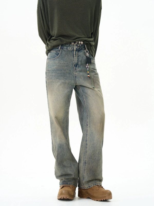 Wide-Leg High Waist Denim Pants Fashion