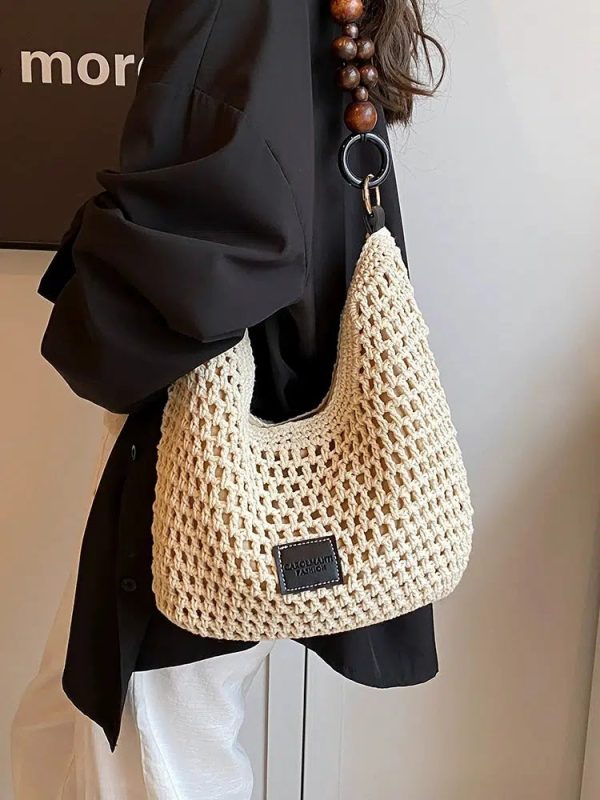 Bead Strap Crochet Shoulder Bag For Discount