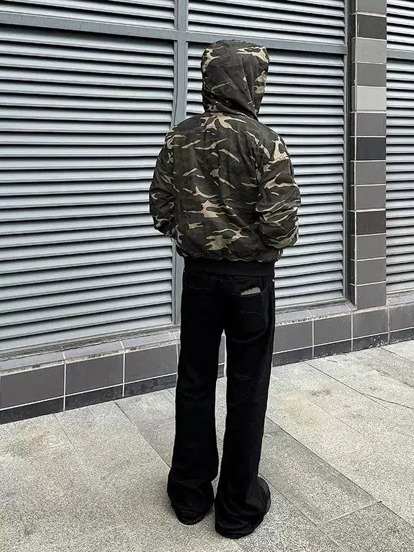 Camo Zip-Up Hooded Jacket Cheap