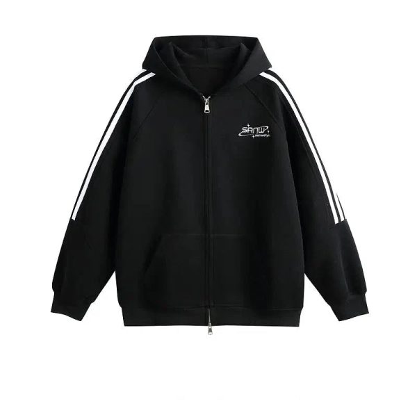 Casual Hooded Zip-Up Jacket For Discount