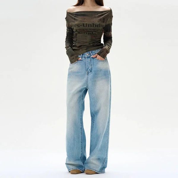 Blue Wide-leg Jeans Sale