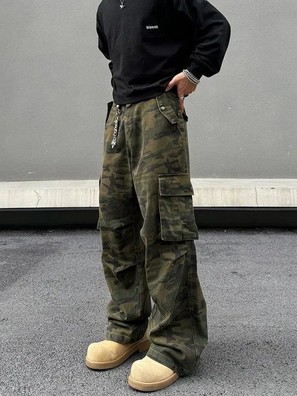 Cargo Pleated Camo Pockets Pants Online Sale