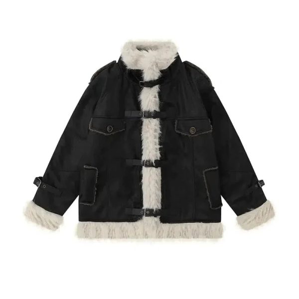 Suede Stand-Collar Cotton Fur Jackets Sale