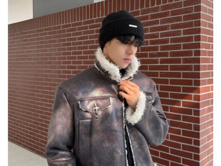 Zippered Pockets Shearling-Lined Jacket For Discount