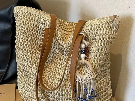 Tassel Charm Handwoven Tote Bag For Sale