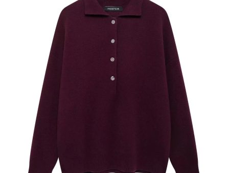 Button Front Collared Knit Sweater For Sale